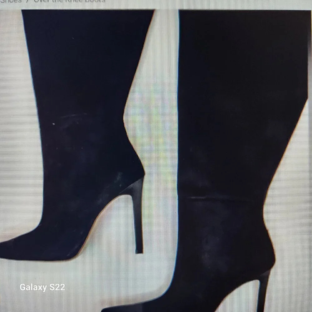 Good American Boots Womens  Over the Knee Slouch Suede Black Goth RockerCore